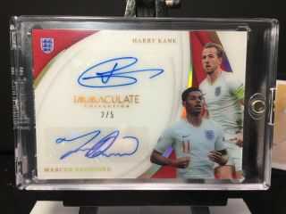 2018 - 19 Immaculate Soccer Harry Kane / Marcus Rashford Dual Auto Gold /5 England