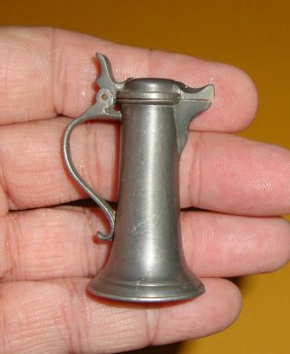 Vintage Pewter Miniature Beer Pitcher with Hinged Lid 2