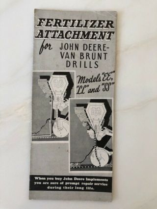 1939 John Deere Fertilizer Van Brunt Drills Advertising Tractor Brochure Vintage