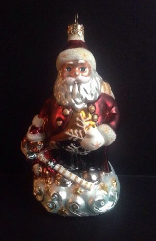Large 8” Vintage Christopher Radko Christmas Ornament " Stardust Santa