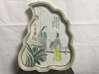 Chinese Antique Porcelain Brush Washer Tray Plate Scholar Art Qian Jiang Color