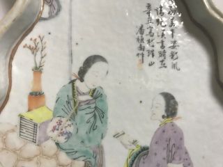 Chinese antique porcelain brush washer tray plate scholar art Qian jiang color 2