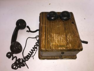 Antique Kellogg Switchboard & Supply Wood Crank Phone