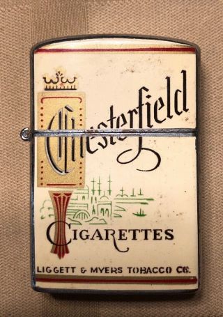 Vintage Chesterfield Cigarettes Flip Advertising Lighter Continental