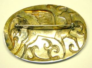 Large Vintage Coro Danish Modern Sterling Silver Art Deco Winged Deer Pin Brooch 3