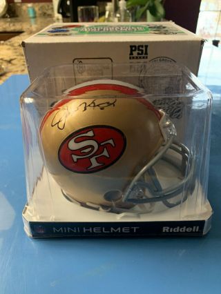 AUTOGRAPH Joe Montana Signed San Francisco 49ers Mini Helmet HOF LEAF 2
