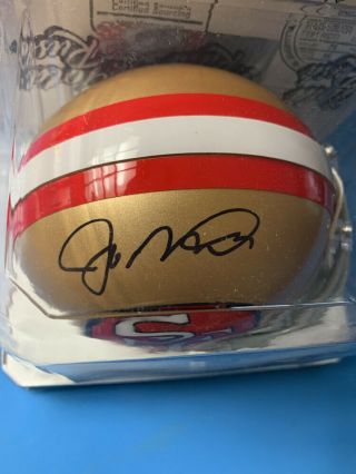 AUTOGRAPH Joe Montana Signed San Francisco 49ers Mini Helmet HOF LEAF 3