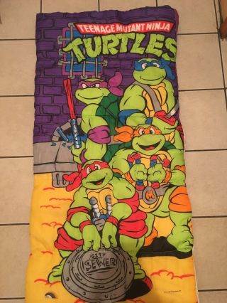 Vintage 1990 Teenage Mutant Ninja Turtle Sleeping Bag Tmnt Blanket 90 