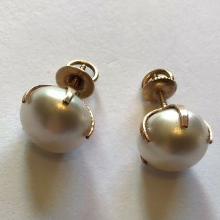 Timeless Antique 10k Yellow Gold Pearl Pierced Earrings 2,  Grams