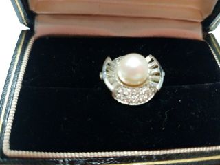 Custom Made Vintage 14k Gold,  Diamonds And Pearl Hand Crafted Ring Made By.