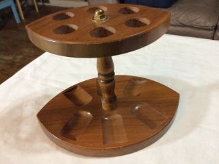 Vintage 6 Smoking Pipe Stand Rest Wood