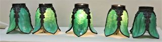 Antique Arts & Crafts,  Victorian,  Art Nouveau Slag Glass Lamp Shades,  Chandelier