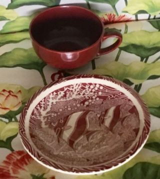 Vintage Vernon Kilns California Pottery Cup & Saucer Coral Reef By Don Blanding