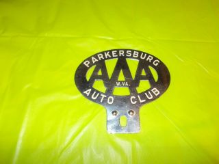 Vintage " Aaa " Parkersburg W.  Va.  Auto Club License Plate Topper