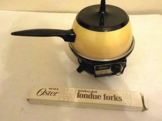 Vtg Oster Electric Fondue Pot W/ 5 Forks - A Lovely Set That Well