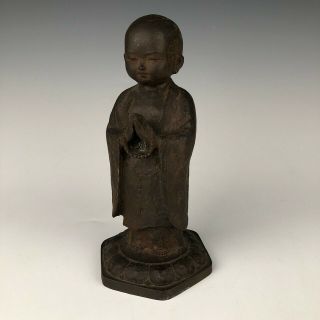 D536 Japanese Antiques Bronze Copper Tomozawa Masahiko Jizo Statue Buddhism