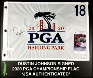 Dustin Johnson Autographed 2020 Pga Championship Harding Park Golf Flag Jsa