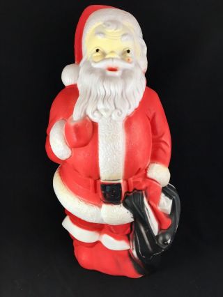 Vintage Christmas 1968 Empire Plastic Blow Mold 13 " Santa Claus W/ Toy Bag