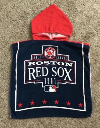 Boston Red Sox Mlb Boys Girls Youth Hooded Bathing Swim Suit Cover Terry Cloth