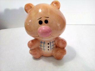 Vintage Ceramic Coin Bank Teddy Bear Made In Japan Small 5 1\2 × 4 "