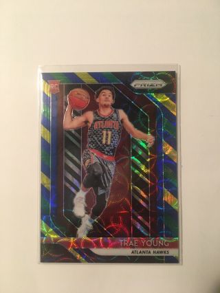 2018 - 19 Prizm Choice Green Blue Yellow Prizm Refractor Trae Young 78 Rc Hawks