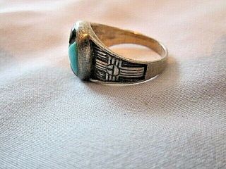 Vintage Sterling Silver Turquoise & Black Onyx Ring Sz.  9 1/2 (29)