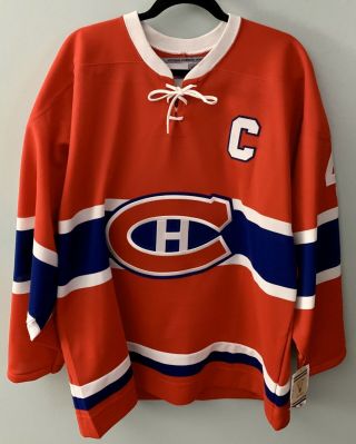 Jean Beliveau Signed Montreal Canadiens Red Authentic Ccm Game Jersey Hof Size L