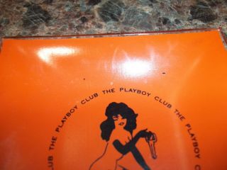 Vintage Playboy Club Orange Glass Ashtray Square Bunny Mid Century Hefner 60s 4 2