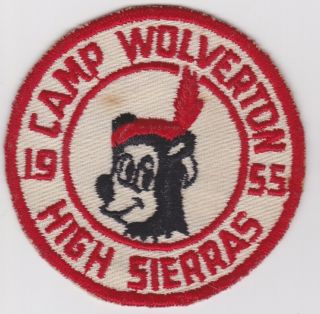 1955 Camp Wolverton Patch Bsa Boy Scout Scouts Of America High Sierras Vintage