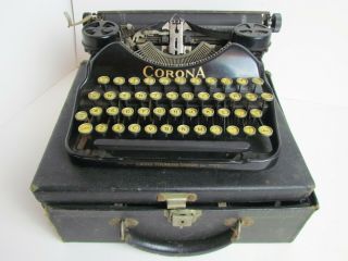 Vintage Antique Corona Four Typewriter With Case