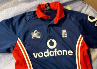 Cricket Jersey Mens Shirt England Admiral Vodafone Vintage Red And Blue Size M