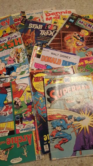 Big Pile Of Vintage 1970s Comic Books Archie Richie Rich Dennis The Menace.