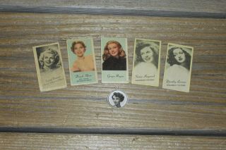 Vintage Photo Charm 1 Cent Gumball Vending Machine Cards (5) - Stars 1930s - 60 
