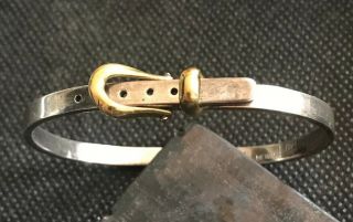 Vintage Sterling Silver Gold Plated Belt Buckle Bangle Bracelet Mexico Tb 14 925
