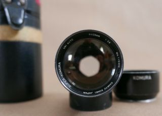 Vintage - Komura 135MM f2.  8 Lens,  For Nikon F Film Or Digital,  Case & Hood 2