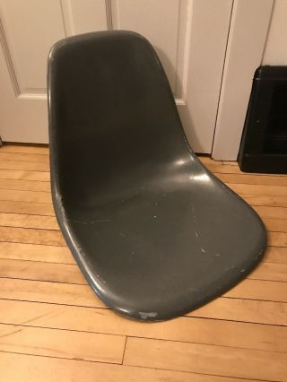 Vintage Herman Miller Fiberglass Shell Chair Grey Scratched Mcm