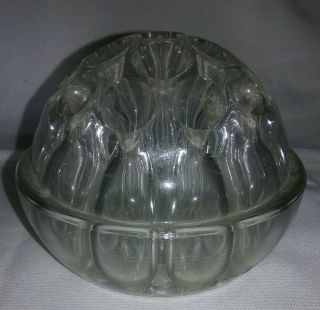 Vintage Cambridge Large 3 " Tall Floral Frog 16 Holes Heavy Clear Round Glass