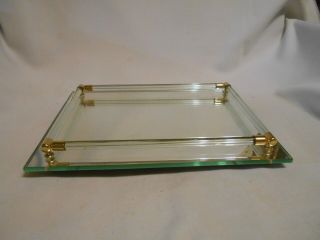 Vintage Mirrored Makeup / Vanity Tray With Glass Sides Hollywood Regency