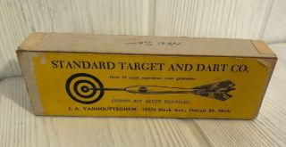 Vintage Standard Target And Dart Co Detroit Darts Wooden 5 Box Florescent Pink