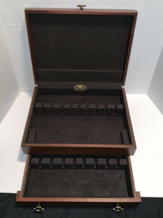 Reed Barton Sterling Silverplate Flatware Wooden Wood Storage Chest Case Box 16,