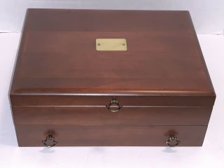 Reed Barton Sterling Silverplate Flatware Wooden Wood Storage Chest Case Box 16, 3