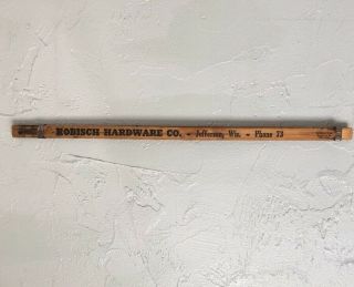 Vintage Wood Sliding Yardstick Ruler Bobish Hardware Jefferson,  Wis Advertising