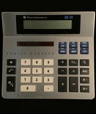 Vintage Texas Instruments Ba - 20 Profit Manager Solar Desktop Calculator