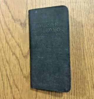 Vintage Vest Pocket Size 3 " X 5 1/2 " Webster Dictionary Leather Cover