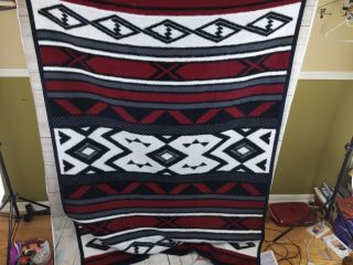 Vintage Biederlack Usa Made Acrylic Plush Blanket Throw 54 By 76 Aztec Tribal