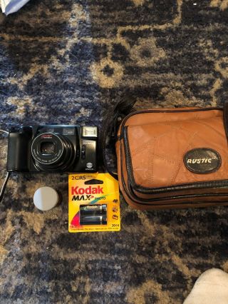 Minolta Freedom Zoom 90 35mm Camera With Rustic Vintage Handbag,  Extra Battery.