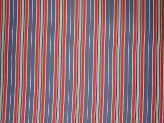 Vintage Red White & Blue Cotton - Like Striped Fabric 5.  6 Yd X 54 " Wide