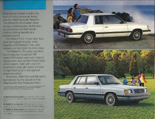1986 Plymouth RELIANT K Car Brochure:SE,  LE,  WAGON, 2