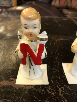 Vintage Christmas Angel Noel Candle Holders.  Ceramic 3 3/4 Inches.