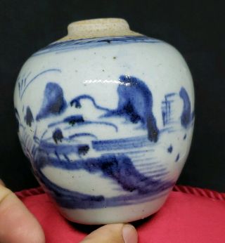 Antique 19th C.  Chinese Porcelain Blue & White Ginger Jar Vase